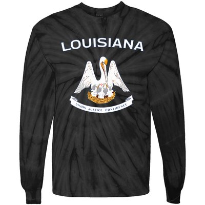 State Of Louisiana Flag Pelican La New Orleans Baton Rouge Tie-Dye Long Sleeve Shirt