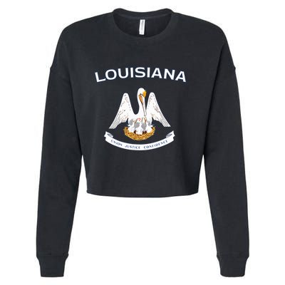 State Of Louisiana Flag Pelican La New Orleans Baton Rouge Cropped Pullover Crew