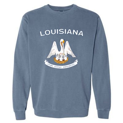 State Of Louisiana Flag Pelican La New Orleans Baton Rouge Garment-Dyed Sweatshirt