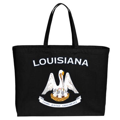 State Of Louisiana Flag Pelican La New Orleans Baton Rouge Cotton Canvas Jumbo Tote