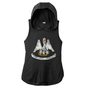 State Of Louisiana Flag Pelican La New Orleans Baton Rouge Ladies PosiCharge Tri-Blend Wicking Draft Hoodie Tank