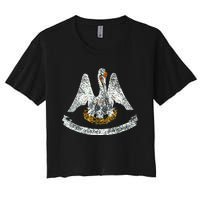 State Of Louisiana Flag Pelican La New Orleans Baton Rouge Women's Crop Top Tee