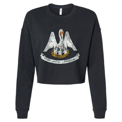 State Of Louisiana Flag Pelican La New Orleans Baton Rouge Cropped Pullover Crew