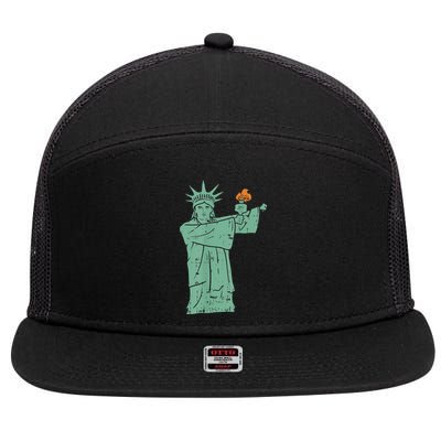 Statue Of Liberty Floss Dance Flossing Patriot 7 Panel Mesh Trucker Snapback Hat