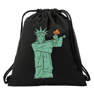 Statue Of Liberty Floss Dance Flossing Patriot Drawstring Bag