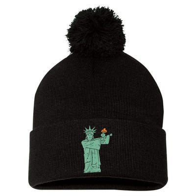 Statue Of Liberty Floss Dance Flossing Patriot Pom Pom 12in Knit Beanie