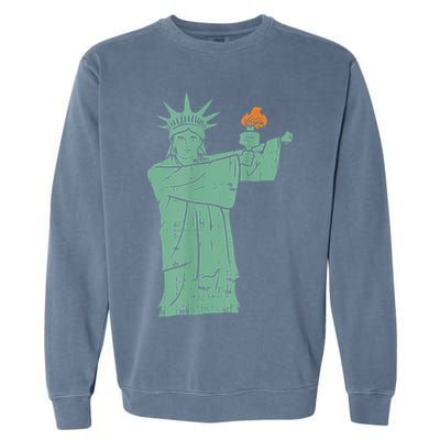 Statue Of Liberty Floss Dance Flossing Patriot Garment-Dyed Sweatshirt