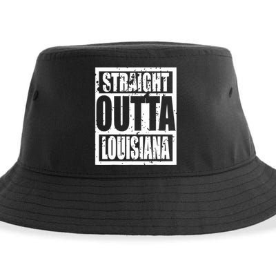 Straight Outta Louisiana Louisiana Funny Idea Sustainable Bucket Hat