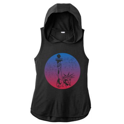 Statue Of Liberty New York Retro Ladies PosiCharge Tri-Blend Wicking Draft Hoodie Tank