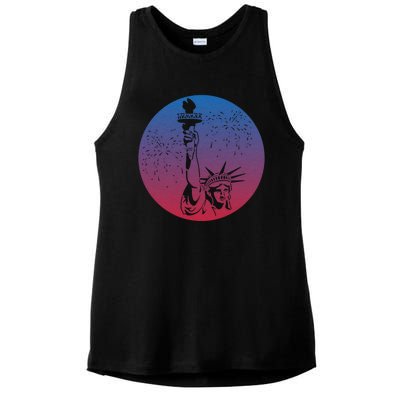 Statue Of Liberty New York Retro Ladies PosiCharge Tri-Blend Wicking Tank