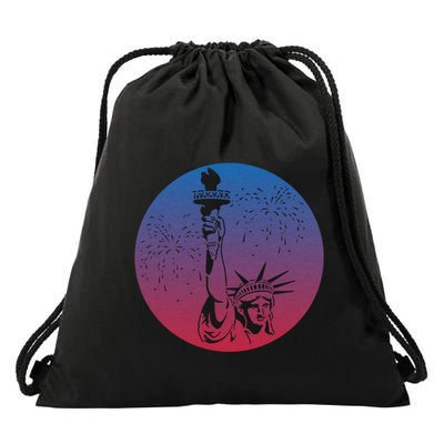 Statue Of Liberty New York Retro Drawstring Bag
