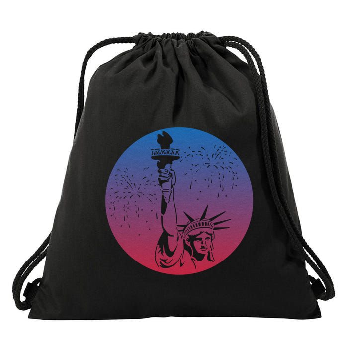 Statue Of Liberty New York Retro Drawstring Bag