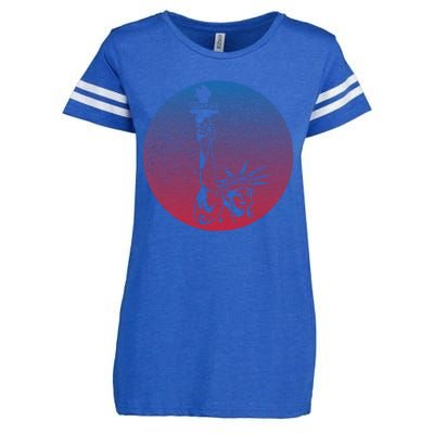 Statue Of Liberty New York Retro Enza Ladies Jersey Football T-Shirt