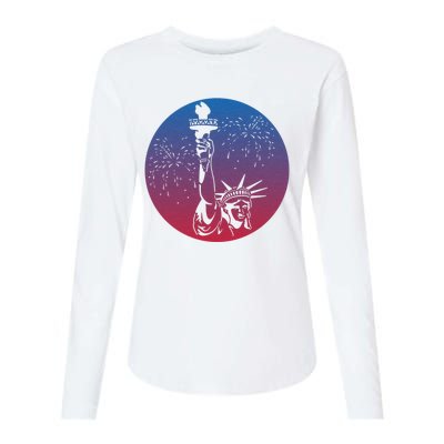 Statue Of Liberty New York Retro Womens Cotton Relaxed Long Sleeve T-Shirt