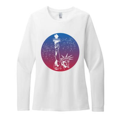 Statue Of Liberty New York Retro Womens CVC Long Sleeve Shirt