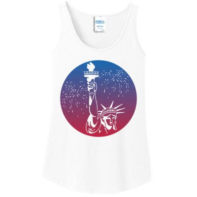 Statue Of Liberty New York Retro Ladies Essential Tank