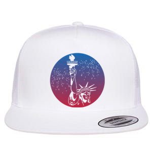 Statue Of Liberty New York Retro Flat Bill Trucker Hat