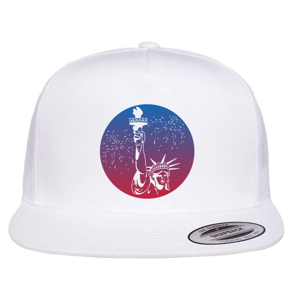 Statue Of Liberty New York Retro Flat Bill Trucker Hat