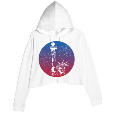 Statue Of Liberty New York Retro Crop Fleece Hoodie