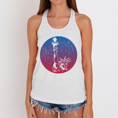 Statue Of Liberty New York Retro Women's Knotted Racerback Tank