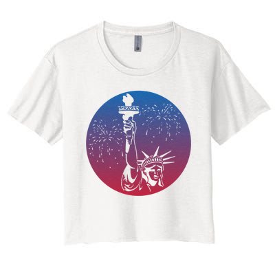 Statue Of Liberty New York Retro Women's Crop Top Tee