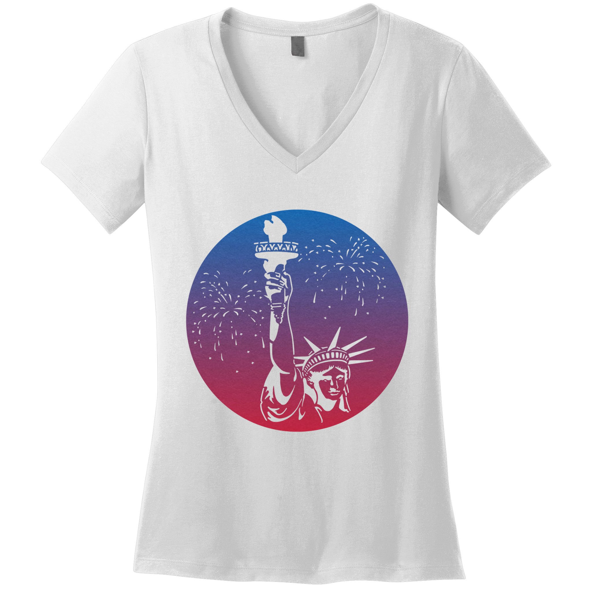 Statue Of Liberty New York Retro Women's V-Neck T-Shirt