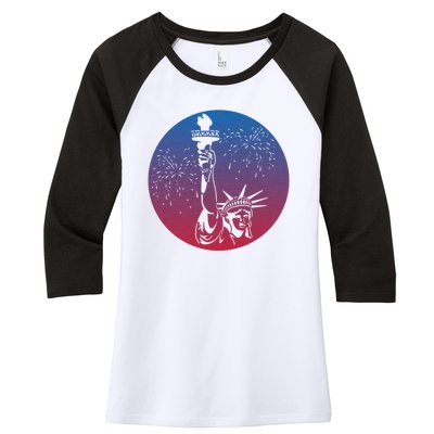 Statue Of Liberty New York Retro Women's Tri-Blend 3/4-Sleeve Raglan Shirt