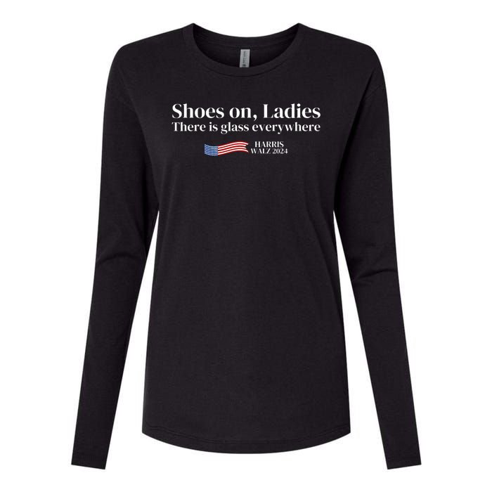 Shoes On Ladies There Is Glass Everywhere Harris Walz 2024 Womens Cotton Relaxed Long Sleeve T-Shirt