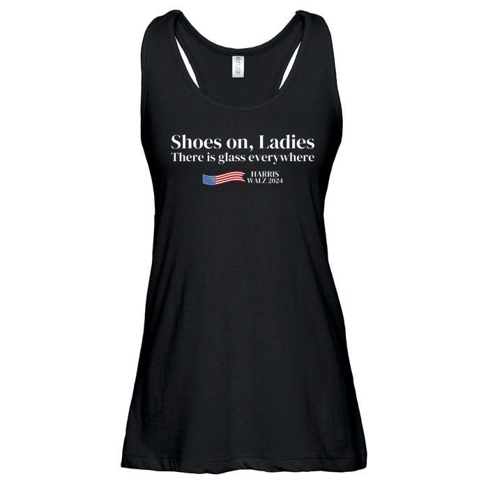 Shoes On Ladies There Is Glass Everywhere Harris Walz 2024 Ladies Essential Flowy Tank