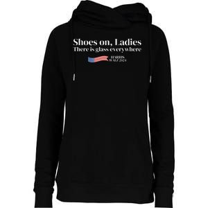 Shoes On Ladies There Is Glass Everywhere Harris Walz 2024 Womens Funnel Neck Pullover Hood