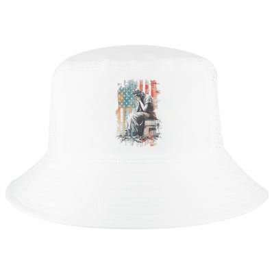 Statue Of Liberty Weeping Distressed Flag Art  Cool Comfort Performance Bucket Hat