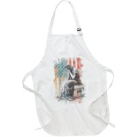 Statue Of Liberty Weeping Distressed Flag Art  Full-Length Apron With Pockets