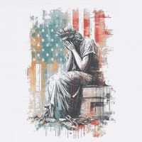 Statue Of Liberty Weeping Distressed Flag Art  Full-Length Apron With Pockets