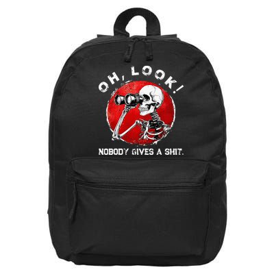 Skeleton Oh Look Nobody Gives A Shit 16 in Basic Backpack