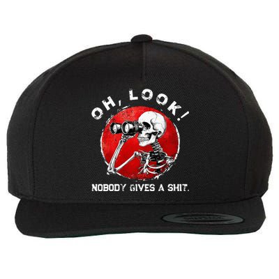 Skeleton Oh Look Nobody Gives A Shit Wool Snapback Cap