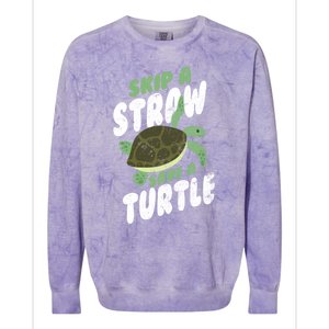 Saving Ocean Life Skip A Straw Save A Turtle Meaningful Gift Colorblast Crewneck Sweatshirt