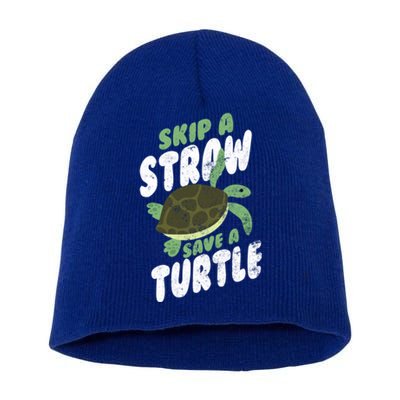 Saving Ocean Life Skip A Straw Save A Turtle Meaningful Gift Short Acrylic Beanie