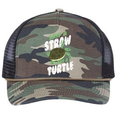 Saving Ocean Life Skip A Straw Save A Turtle Meaningful Gift Retro Rope Trucker Hat Cap