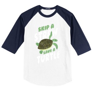 Saving Ocean Life Skip A Straw Save A Turtle Meaningful Gift Baseball Sleeve Shirt