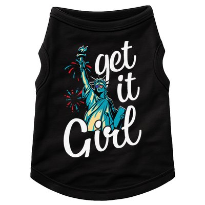 Statue of Liberty Get It American Flag 4th of July Doggie Tank