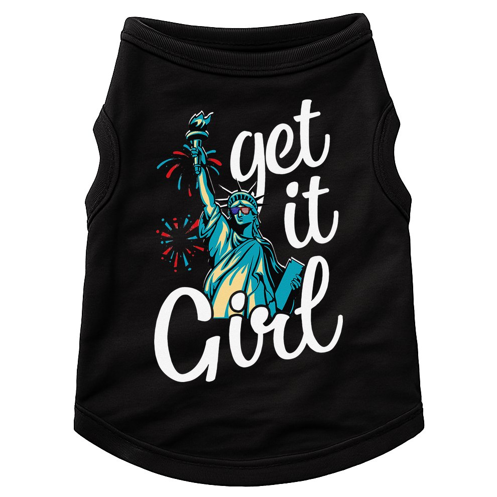 Statue of Liberty Get It American Flag 4th of July Doggie Tank