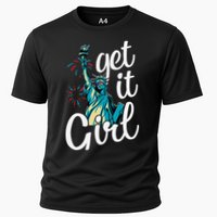 Statue of Liberty Get It American Flag 4th of July Cooling Performance Crew T-Shirt