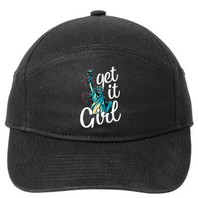 Statue of Liberty Get It American Flag 4th of July 7-Panel Snapback Hat