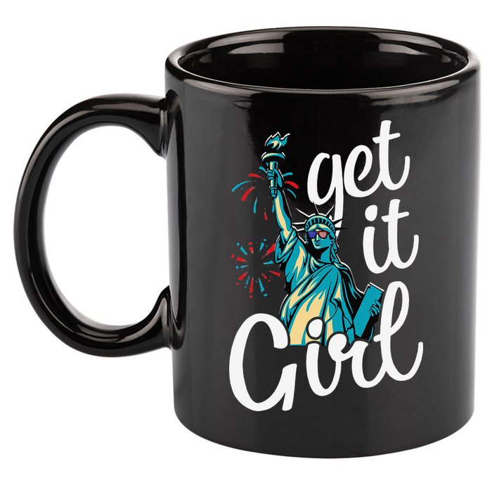Statue of Liberty Get It American Flag 4th of July 11oz C Handle Ceramic Mug