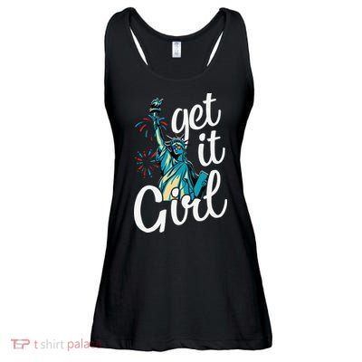 Statue of Liberty Get It American Flag 4th of July Ladies Essential Flowy Tank