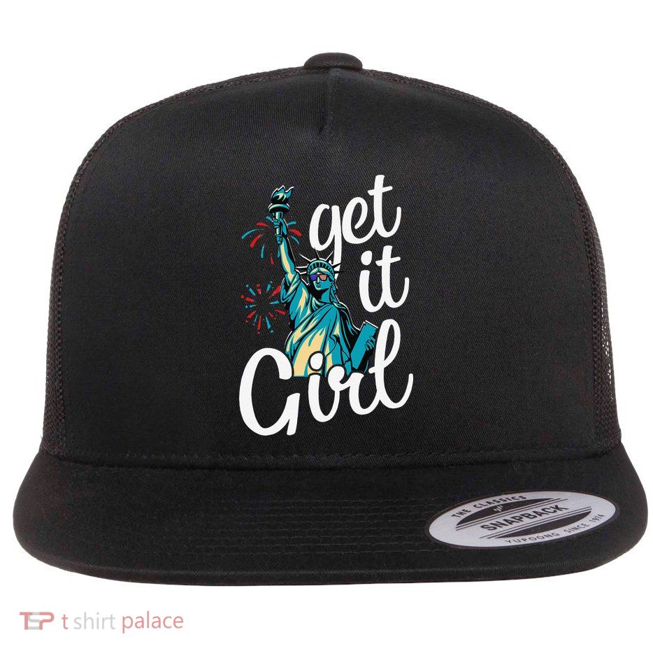 Statue of Liberty Get It American Flag 4th of July Flatbill Hat