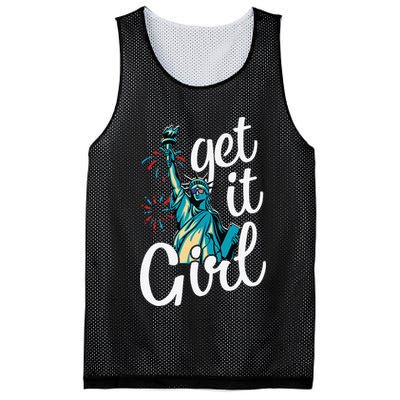 Statue of Liberty Get It American Flag 4th of July Mesh Reversible Basketball Jersey Tank