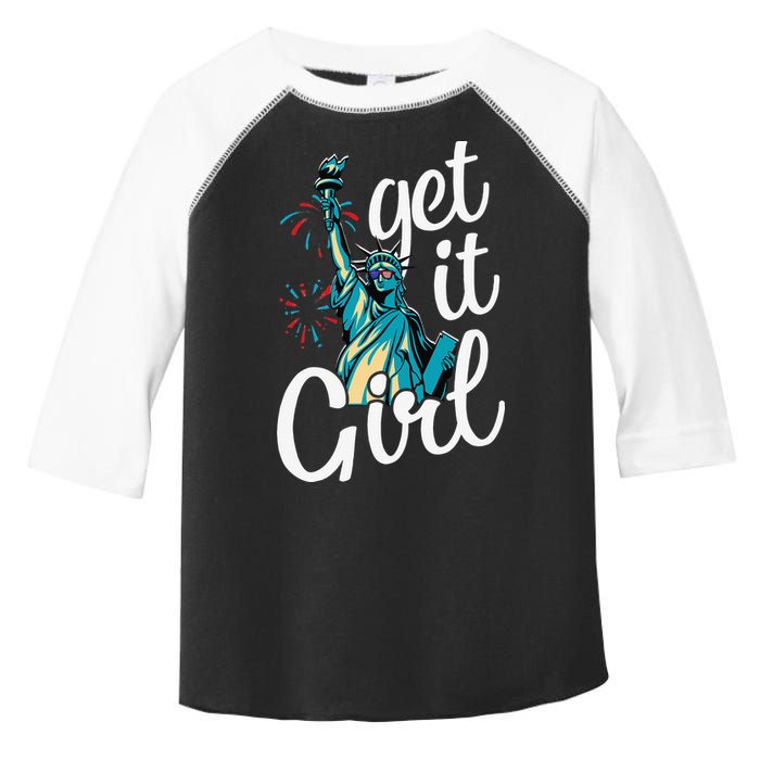 Statue of Liberty Get It American Flag 4th of July Toddler Fine Jersey T-Shirt