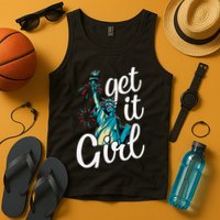 Statue of Liberty Get It American Flag 4th of July Tank Top