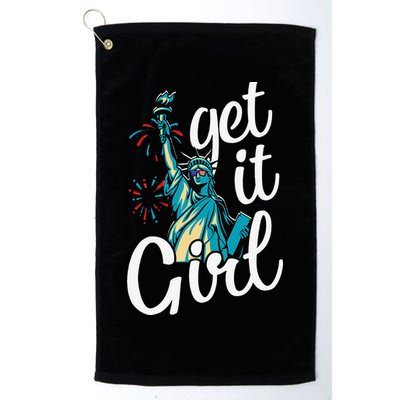 Statue of Liberty Get It American Flag 4th of July Golf Towel